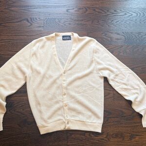 vintage Arnold Palmer  Men's Ivory Cream Cardigan Sweater